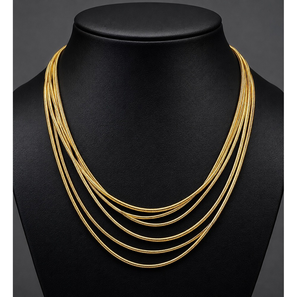 Veronese Italy 925 Gold Vermeil 100" Multi Strand Snake Chain Necklace